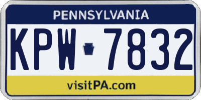PA license plate KPW7832