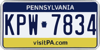 PA license plate KPW7834