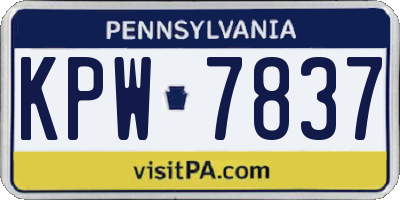 PA license plate KPW7837