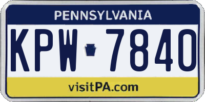 PA license plate KPW7840