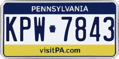 PA license plate KPW7843