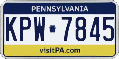 PA license plate KPW7845