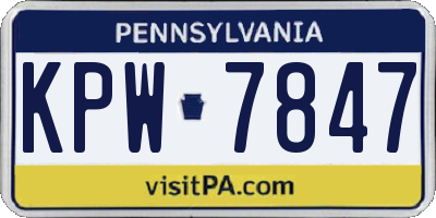 PA license plate KPW7847