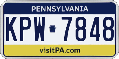 PA license plate KPW7848