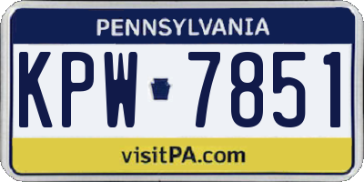 PA license plate KPW7851