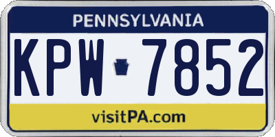 PA license plate KPW7852