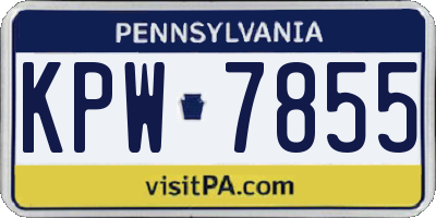 PA license plate KPW7855