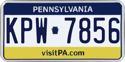 PA license plate KPW7856