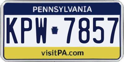PA license plate KPW7857