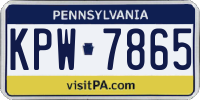 PA license plate KPW7865