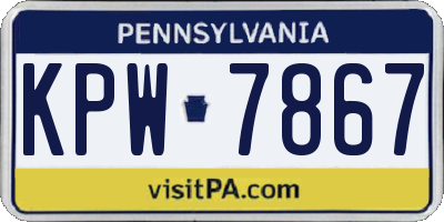 PA license plate KPW7867