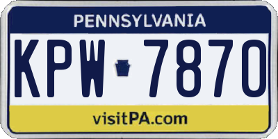 PA license plate KPW7870