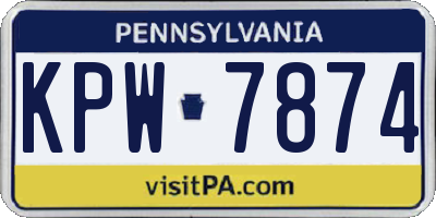 PA license plate KPW7874