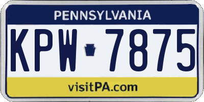 PA license plate KPW7875