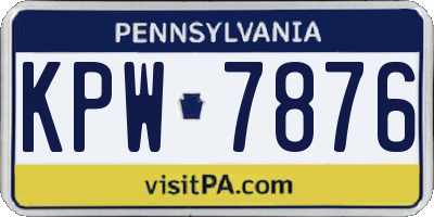 PA license plate KPW7876