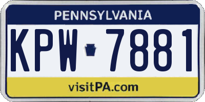 PA license plate KPW7881