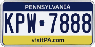 PA license plate KPW7888