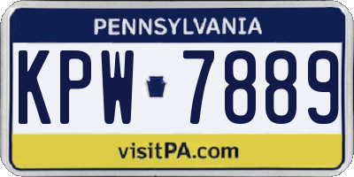 PA license plate KPW7889