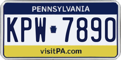 PA license plate KPW7890