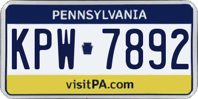 PA license plate KPW7892