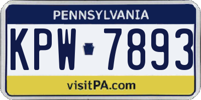 PA license plate KPW7893