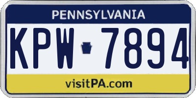 PA license plate KPW7894