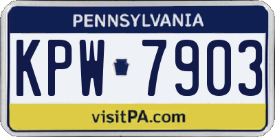 PA license plate KPW7903