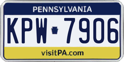 PA license plate KPW7906