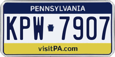 PA license plate KPW7907