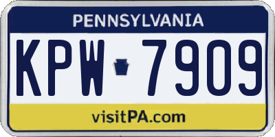 PA license plate KPW7909