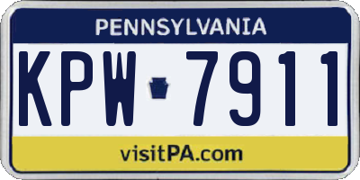 PA license plate KPW7911