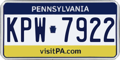 PA license plate KPW7922