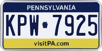 PA license plate KPW7925