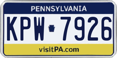 PA license plate KPW7926