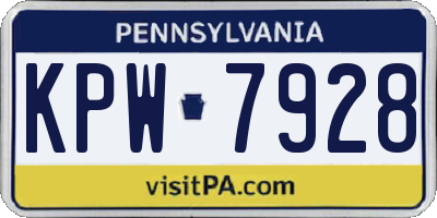 PA license plate KPW7928