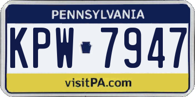 PA license plate KPW7947