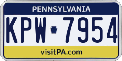 PA license plate KPW7954