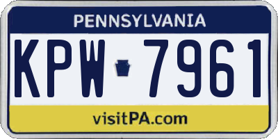 PA license plate KPW7961