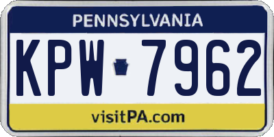 PA license plate KPW7962