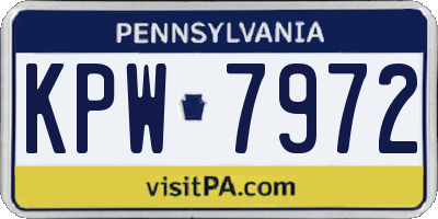 PA license plate KPW7972