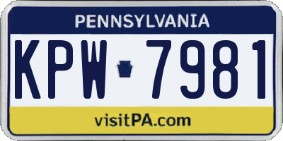 PA license plate KPW7981