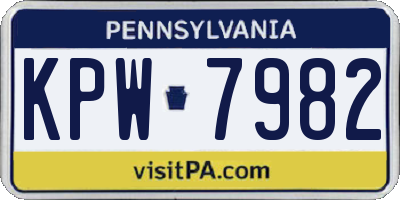 PA license plate KPW7982