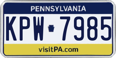 PA license plate KPW7985