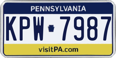 PA license plate KPW7987