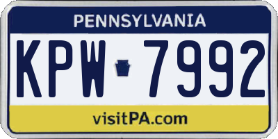 PA license plate KPW7992