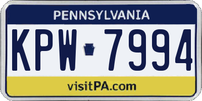 PA license plate KPW7994