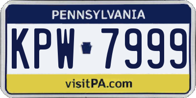 PA license plate KPW7999