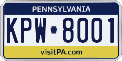 PA license plate KPW8001