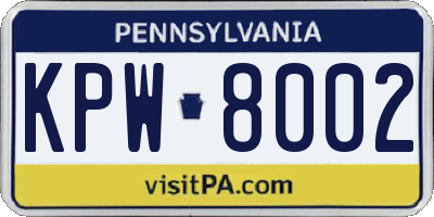 PA license plate KPW8002