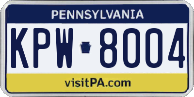 PA license plate KPW8004